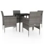 Juego de comedor para jardín 5 piezas con cojines gris y negro de , Conjuntos de jardín - Ref: Foro24-3099312, Precio: 364,55...