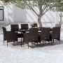 Juego de comedor de jardín 9 piezas con cojines negro de , Conjuntos de jardín - Ref: Foro24-3099310, Precio: 740,12 €, Descu...