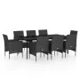 Juego de comedor de jardín 9 piezas con cojines negro de , Conjuntos de jardín - Ref: Foro24-3099310, Precio: 740,12 €, Descu...