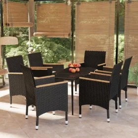 Juego de comedor de jardín 7 piezas con cojines negro von , Gartensets - Ref: Foro24-3099344, Preis: 472,09 €, Rabatt: %