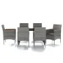 Juego de comedor de jardín 7 piezas con cojines gris y negro de , Conjuntos de jardín - Ref: Foro24-3099338, Precio: 525,66 €...