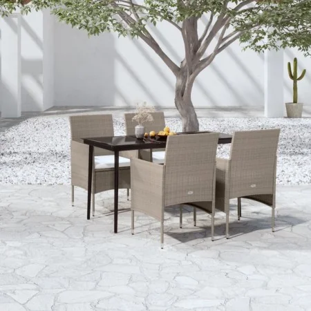 Juego de comedor de jardín 5 piezas con cojines beige y negro de , Conjuntos de jardín - Ref: Foro24-3099319, Precio: 378,31 ...