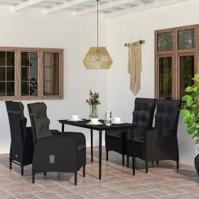 Juego de comedor de jardín 5 piezas con cojines negro by , Garden sets - Ref: Foro24-3099367, Price: 675,23 €, Discount: %