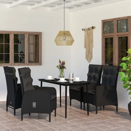 Juego de comedor de jardín 5 piezas con cojines negro by , Garden sets - Ref: Foro24-3099367, Price: 675,19 €, Discount: %