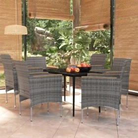 Juego de comedor de jardín 7 piezas con cojines gris y negro by , Garden sets - Ref: Foro24-3099350, Price: 518,07 €, Discoun...