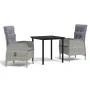 Juego de comedor de jardín 3 piezas con cojines gris y negro de , Conjuntos de jardín - Ref: Foro24-3099359, Precio: 382,64 €...