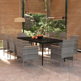 Juego de comedor de jardín 9 piezas gris y negro by , Garden sets - Ref: Foro24-3099352, Price: 778,42 €, Discount: %