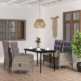 Juego de comedor para jardín 5 piezas con cojines gris y negro by , Garden sets - Ref: Foro24-3099373, Price: 716,08 €, Disco...