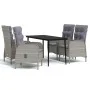 Juego de comedor para jardín 5 piezas con cojines gris y negro de , Conjuntos de jardín - Ref: Foro24-3099373, Precio: 649,24...