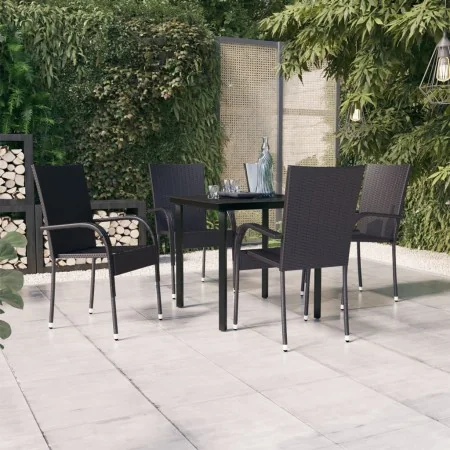Juego de comedor de jardín 5 piezas negro de , Conjuntos de jardín - Ref: Foro24-3099378, Precio: 301,73 €, Descuento: %