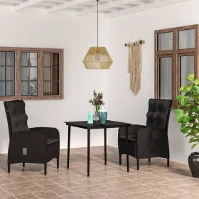Juego de comedor de jardín 3 piezas con cojines negro by , Garden sets - Ref: Foro24-3099365, Price: 392,81 €, Discount: %