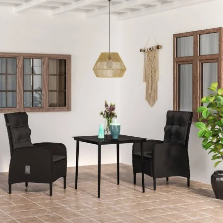 Juego de comedor de jardín 3 piezas con cojines negro von , Gartensets - Ref: Foro24-3099365, Preis: 392,81 €, Rabatt: %