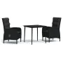 Juego de comedor de jardín 3 piezas con cojines negro von , Gartensets - Ref: Foro24-3099365, Preis: 392,81 €, Rabatt: %