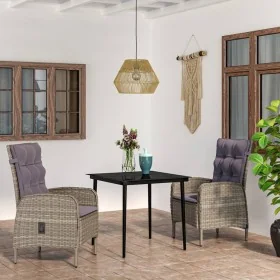 Juego de comedor de jardín 3 piezas con cojines gris y negro by , Garden sets - Ref: Foro24-3099371, Price: 408,83 €, Discoun...