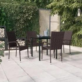 Juego de comedor de jardín 5 piezas marrón y negro by , Garden sets - Ref: Foro24-3099384, Price: 304,76 €, Discount: %
