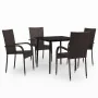 Juego de comedor de jardín 5 piezas con cojines marrón y negro de , Conjuntos de jardín - Ref: Foro24-3099402, Precio: 322,67...