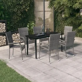 Juego de comedor para jardín 7 piezas gris y negro von , Gartensets - Ref: Foro24-3099392, Preis: 379,72 €, Rabatt: %