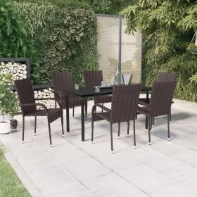 Juego de comedor de jardín 7 piezas negro y marrón by , Garden sets - Ref: Foro24-3099386, Price: 391,06 €, Discount: %