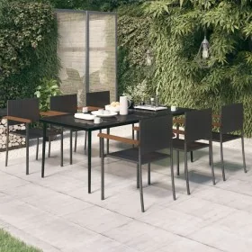 Juego de comedor para jardín 7 piezas negro by , Garden sets - Ref: Foro24-3099423, Price: 524,01 €, Discount: %