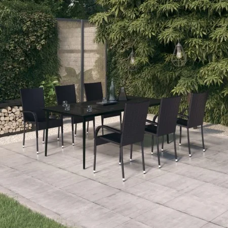 Juego de comedor para jardín 7 piezas negro de , Conjuntos de jardín - Ref: Foro24-3099399, Precio: 530,85 €, Descuento: %