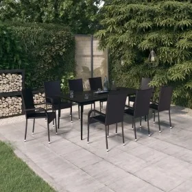 Juego de comedor para jardín 9 piezas negro by , Garden sets - Ref: Foro24-3099400, Price: 623,80 €, Discount: %