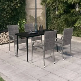 Juego de comedor para jardín 5 piezas con cojines gris y negro by , Garden sets - Ref: Foro24-3099409, Price: 306,30 €, Disco...