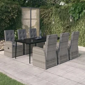 Juego de comedor de jardín 7 piezas con cojines gris de , Conjuntos de jardín - Ref: Foro24-3099489, Precio: 1,00 €, Descuent...