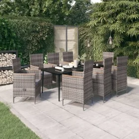 Juego de comedor de jardín 9 pzas con cojines gris von , Gartensets - Ref: Foro24-3099454, Preis: 1,00 €, Rabatt: %