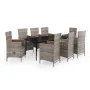 Juego de comedor de jardín 9 pzas con cojines gris de , Conjuntos de jardín - Ref: Foro24-3099454, Precio: 1,00 €, Descuento: %