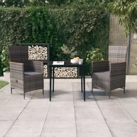 Juego de comedor de jardín 3 piezas con cojines gris by , Garden sets - Ref: Foro24-3099449, Price: 389,03 €, Discount: %