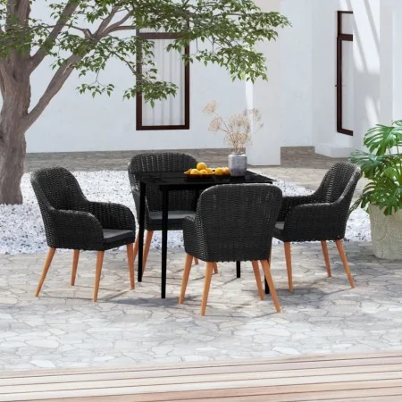 Juego de comedor de jardín 5 piezas con cojines negro by , Garden sets - Ref: Foro24-3099518, Price: 473,46 €, Discount: %