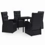 Juego de comedor de jardín 5 piezas con cojines negro by , Garden sets - Ref: Foro24-3099480, Price: 709,80 €, Discount: %