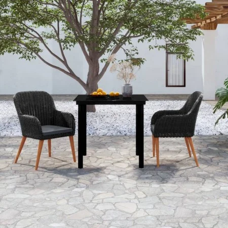 Juego de comedor de jardín 3 piezas con cojines negro von , Gartensets - Ref: Foro24-3099505, Preis: 282,17 €, Rabatt: %
