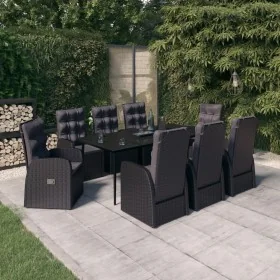 Juego de comedor de jardín 9 piezas con cojines negro by , Garden sets - Ref: Foro24-3099496, Price: 1,00 €, Discount: %