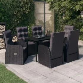 Juego de comedor de jardín 7 piezas con cojines negro by , Garden sets - Ref: Foro24-3099482, Price: 1,00 €, Discount: %