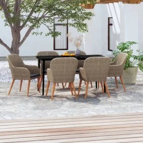 Juego de comedor para jardín 7 piezas con cojines marrón by , Garden sets - Ref: Foro24-3099526, Price: 818,76 €, Discount: %