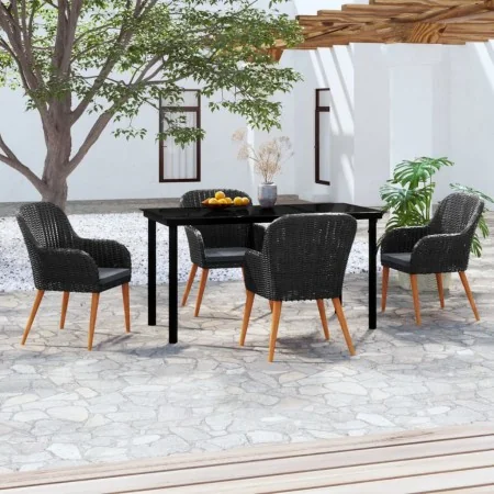 Juego de comedor de jardín 5 piezas con cojines negro de , Conjuntos de jardín - Ref: Foro24-3099507, Precio: 502,50 €, Descu...