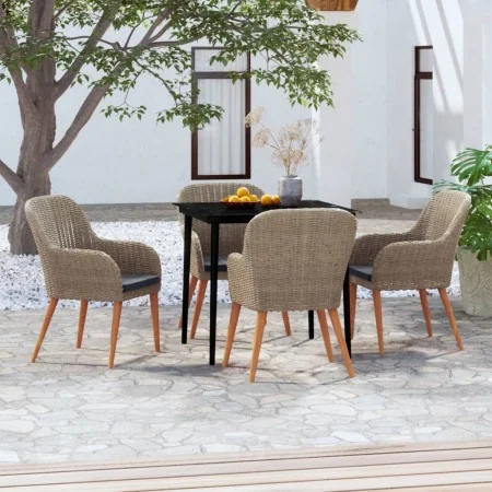 Juego de comedor de jardín 5 piezas con cojines marrón by , Garden sets - Ref: Foro24-3099524, Price: 571,66 €, Discount: %
