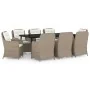 Juego de comedor de jardín 9 piezas marrón by , Garden sets - Ref: Foro24-3099570, Price: 1,00 €, Discount: %
