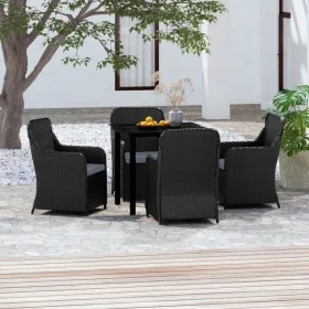 Juego de comedor de jardín 5 piezas con cojines negro by , Garden sets - Ref: Foro24-3099530, Price: 600,86 €, Discount: %
