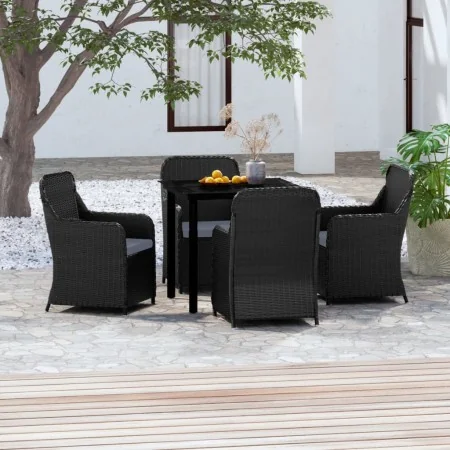Juego de comedor de jardín 5 piezas con cojines negro von , Gartensets - Ref: Foro24-3099530, Preis: 607,49 €, Rabatt: %