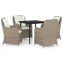 Juego de comedor de jardín 5 piezas con cojines marrón de , Conjuntos de jardín - Ref: Foro24-3099566, Precio: 606,96 €, Desc...