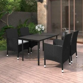 Set comedor de jardín 5 pzas y cojines ratán sintético y vidrio by , Garden sets - Ref: Foro24-3099681, Price: 351,90 €, Disc...