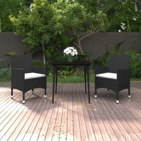 Set comedor de jardín 3 pzas y cojines ratán sintético y vidrio by , Garden sets - Ref: Foro24-3099727, Price: 220,03 €, Disc...