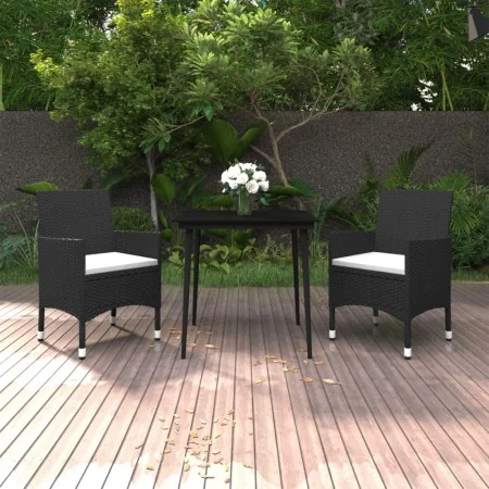 Set comedor de jardín 3 pzas y cojines ratán sintético y vidrio von , Gartensets - Ref: Foro24-3099727, Preis: 220,06 €, Raba...