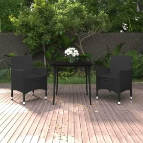 Set comedor de jardín 3 pzas y cojines ratán sintético y vidrio by , Garden sets - Ref: Foro24-3099733, Price: 241,29 €, Disc...