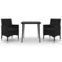 Set comedor de jardín 3 pzas y cojines ratán sintético y vidrio by , Garden sets - Ref: Foro24-3099733, Price: 241,35 €, Disc...