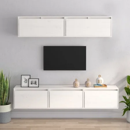 Muebles para TV 5 piezas madera maciza de pino blanco by , TV Furniture - Ref: Foro24-3100150, Price: 241,38 €, Discount: %