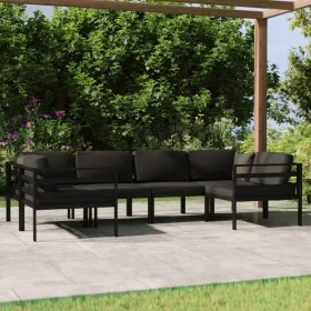 Set muebles de jardín 6 pzas y cojines aluminio gris antracita by , Garden sets - Ref: Foro24-3107811, Price: 848,78 €, Disco...