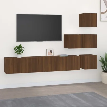 Mueble de pared para TV madera contrachapada roble marrón by , TV Furniture - Ref: Foro24-3114581, Price: 158,68 €, Discount: %